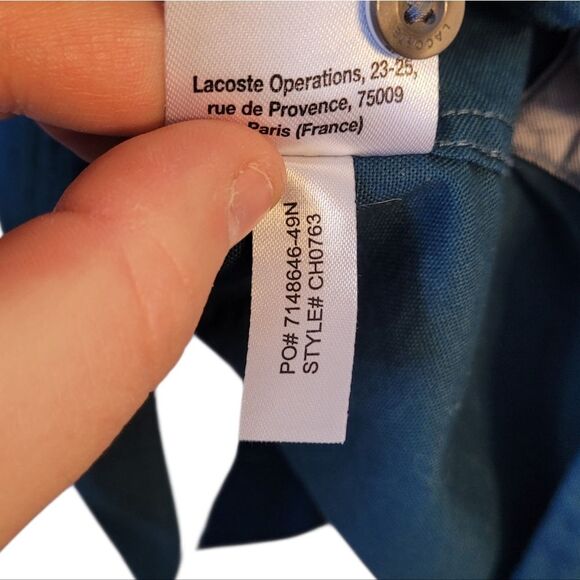 Lacoste Men's Teal Blue Slim Fit Stretch Button Down Shirt Size US M - Picture 6 of 6